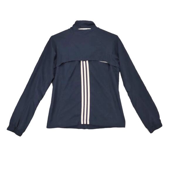 ADIDAS Women's S Full Zip Navy Lightweight Outdoor Track Running Jacket Striped - Picture 3 of 6
